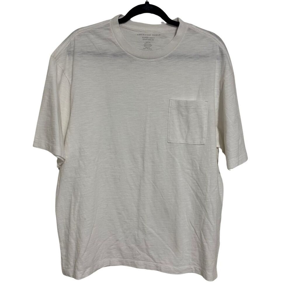 AMERICAN EAGLE Super Soft Tee MEDIUM Off White Slub T Shirt NWOT